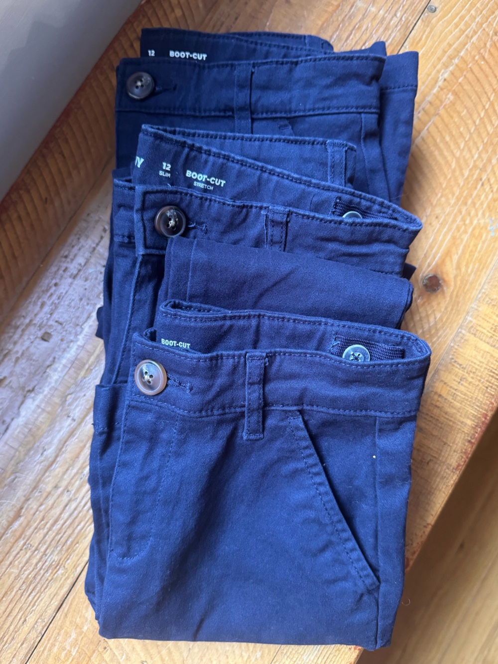 Bundle of 3 Old Navy Girls School Uniform Bootcut Stretch Pants Size 12 Slim